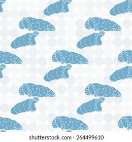 Shell. Blue color. Seamless. Doodle