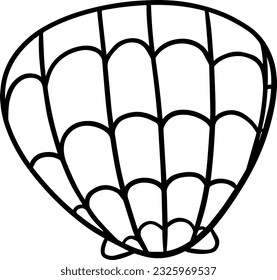 carátula de la concha de la concha del doodle libro de coloración de caricatura lineal