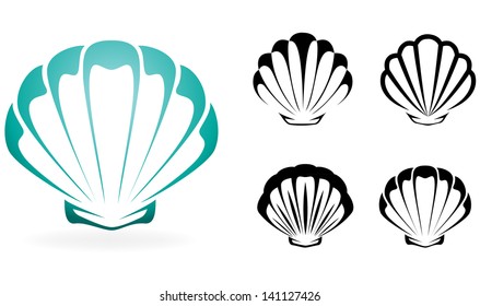 Shell collection - vector silhouette illustration