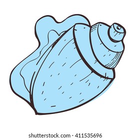 Shell color icon with a black outline on a white background in a hand drawn style.