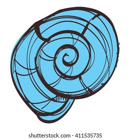 Shell color icon with a black outline on a white background in a hand drawn style.