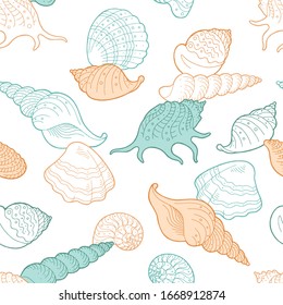 Shell color seamless pattern background sketch illustration vector