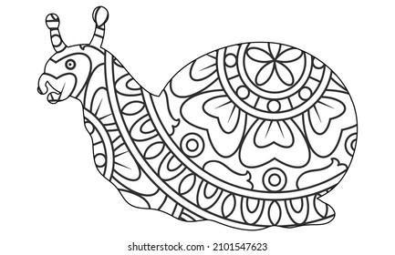 shell coloring page design clear background, mandalas design, and print design