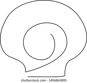 Shell continuous line drawing, tattoo, print for clothes and logo design, silhouette single line on a white background, isolated vector illustration.