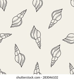 shell doodle seamless pattern background