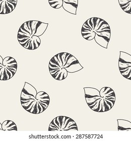 Shell doodle seamless pattern background