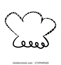 Shell doudle, hand draw, outline. Black line on white background, isolated for packaging design, for printing.