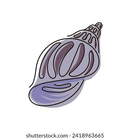 Shell drawn in doodle style. Nautical illustration. Shell drawn by line. Vector illustration isolated on white background
