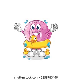 the shell with duck buoy cartoon. cartoon mascot vector