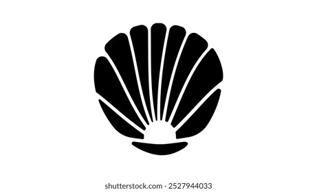 Emblema de concha, silueta aislada negra