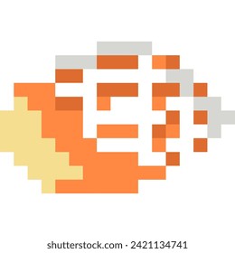 Shell fish cartoon icon in pixel style