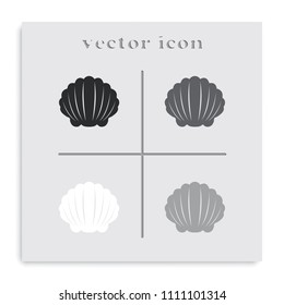 Shell flat black and white vector icon.