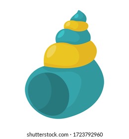 Icono plano de shell. Colorida ilustración de la concha. Vector.
