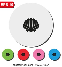 Shell flat round colorful vector icon.