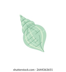 Shell in flat style green color on white isolated background