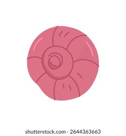 Shell in flat style pink color on white isolated background