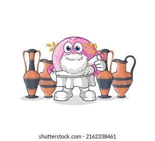 the shell with greek clothing. cartoon mascot vector