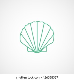 Shell Green Line Icon On White Background
