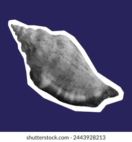 Shell in Halbton-Collage isoliert auf Hintergrund. Vektorillustration für Poster, Banner, Karte