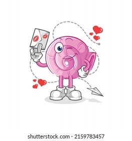 the shell hold love letter illustration. character vector