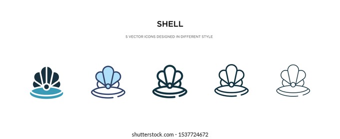 shell icon in different style vector illustration. two colored and black shell vector icons designed in filled, outline, line and stroke style can be used for web, mobile, ui