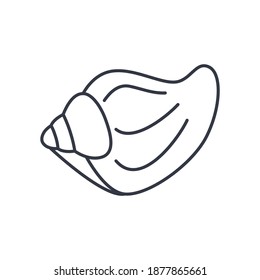 Shell-Symbol, lineare einzelne Illustration, dünne Linie, Webdesign-Zeichen, Umrisssymbol mit bearbeitbarem Strich auf weißem Hintergrund.