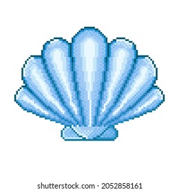 Shell icon pixel art. Clam pixel art. Vector illustration.