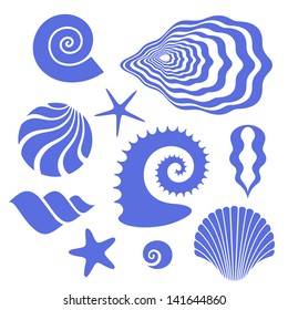 Shell icon set. Sea creature sign. Isolated shell on white background. Vintage style. Vector illustration EPS10