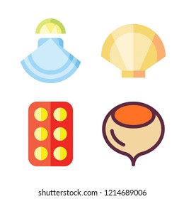 shell icon set. vector set about clam, hazelnut, eggs and oyster icons set.
