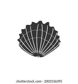 Shell Icon Silhouette Illustration. Summer Beach Vector Graphic Pictogram Symbol Clip Art. Doodle Sketch Black Sign.