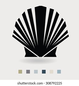Shell  Icon, Single flat icon on white background. Vector illustration. The design of the offset from the baseline. 