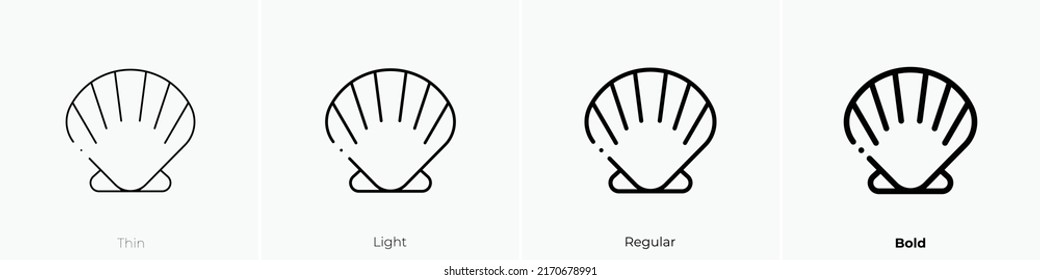 shell icon. Thin, Light Regular And Bold style design isolated on white background