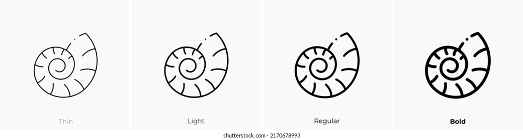 shell icon. Thin, Light Regular And Bold style design isolated on white background