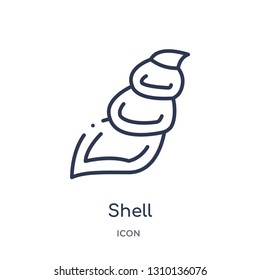 shell icon from travel outline collection. Thin line shell icon isolated on white background.
