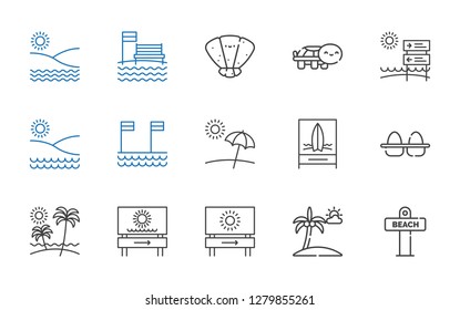 shell icons set. Collection of shell with beach, eggs, turtle, seashell. Editable and scalable shell icons.