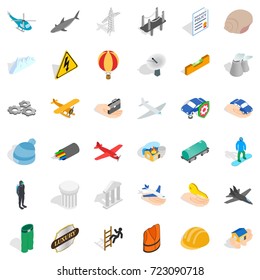 Shell icons set. Isometric style of 36 shell vector icons for web isolated on white background