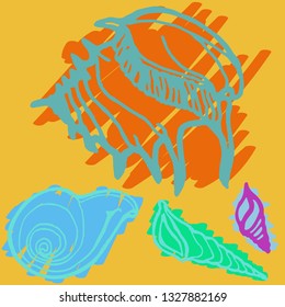 Shell icons set or seashell background.
