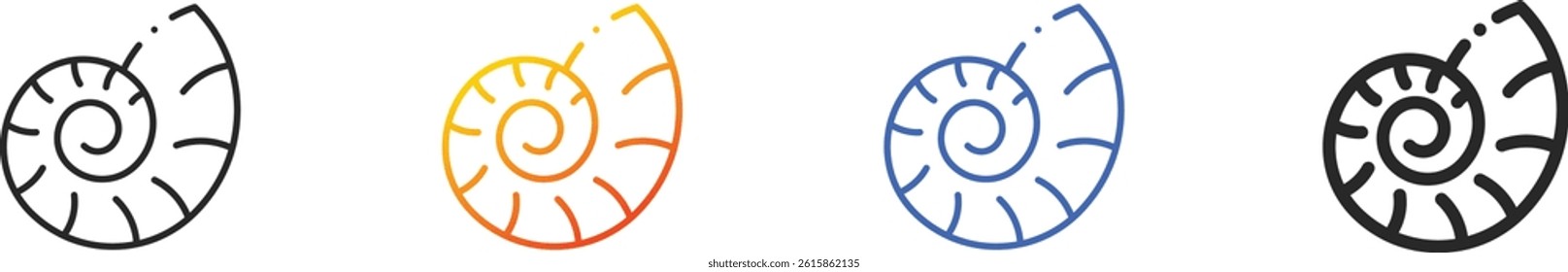 shell icon.Thin Linear, Gradient, Blue Stroke and bold Style Design Isolated On White Background