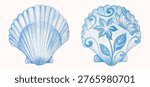 shell illustration soft pastel seashell clipart delicate ocean beach element for coastal design branding, invitations, and summer themed projects