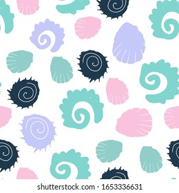 Shell illustration for your design. Seamless pattern