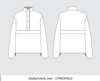 shell jacket, front and back, drawing pattern with vector illustration