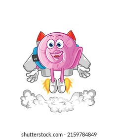 the shell with jetpack mascot. cartoon vector