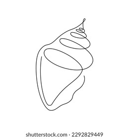 SHELL LINE ART. Vector seashell. Continuous Line Drawing Vector for print poster, card, sticker tattoo. Single line art. One Line Hand Drawn Illustration of Sea Shell. Simple outline style