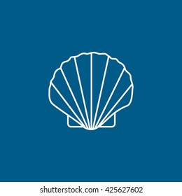 Shell Line Icon On Blue Background