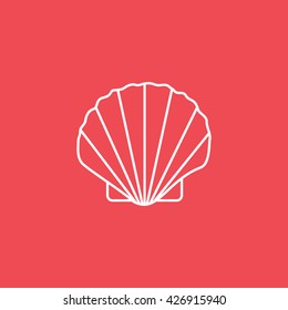 Shell Line Icon On Red Background