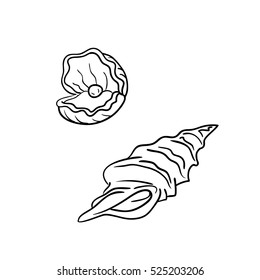 Shell Lineart Stock Vector (Royalty Free) 525203206 | Shutterstock