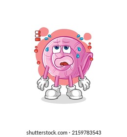 the shell low battery mascot. cartoon vector