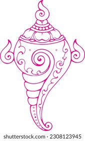 Shell motif hand-drawn line drawing illustration 