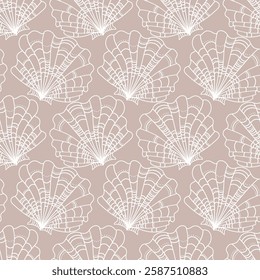 Shell motifs. Seamless background for fabrics, textiles, packaging and wallpaper. Vector illustration