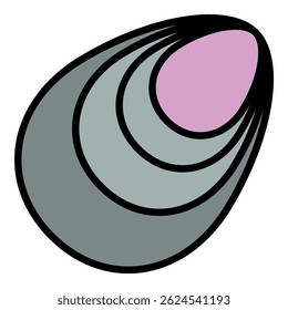 Icône coquille de moules. Icône d'Image vectorielle de moules en coquille contour plat isolé
